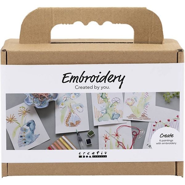 Produktbild: Creativ Company Mini Kreativ Set Sticken, Gem&auml;lde mit Stickerei, sortierte Farben