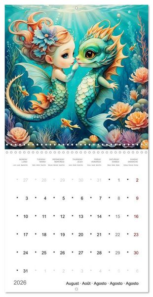 Produktbild: Aventures de sir&egrave;nes (Calendrier mural carr&eacute; 2026 30x30 cm) Calendrier double avec une page pour vos prises de notes