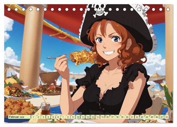 Produktbild: Anime Piraten - Waifu Edition (Tischkalender 2026 DIN A5 quer), CALVENDO Monatskalender