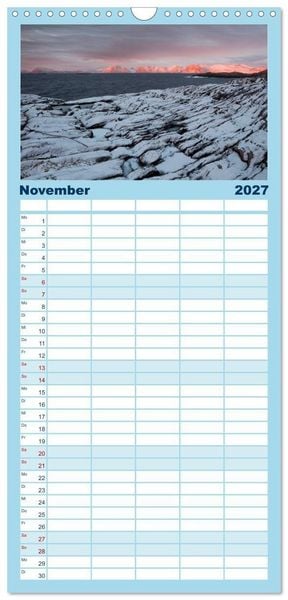 Produktbild: Familienplaner 2027 - Norwegen - Land im Norden mit 5 Spalten (Wandkalender, 21 x 45 cm) CALVENDO