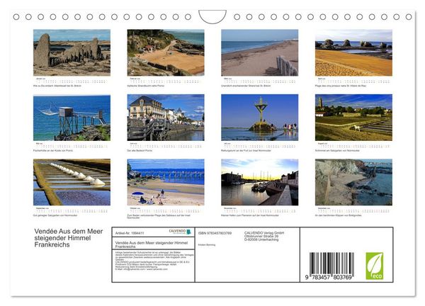 Produktbild: Vend&eacute;e Aus dem Meer steigender Himmel Frankreichs (Wandkalender 2026 DIN A4 quer), CALVENDO Monatskalender