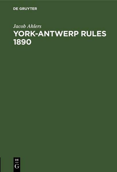Produktbild: York-Antwerp Rules 1890