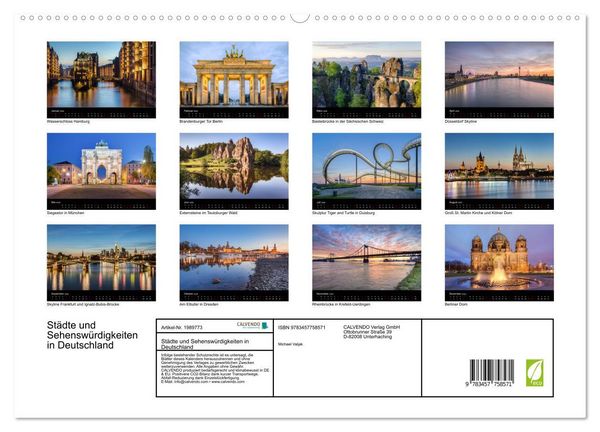 Produktbild: St&auml;dte und Sehensw&uuml;rdigkeiten in Deutschland (hochwertiger Premium Wandkalender 2026 DIN A2 quer), Kunstdruck in Hochglanz