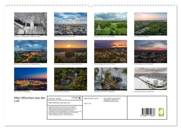Produktbild: Mein M&uuml;nchen aus der Luft (hochwertiger Premium Wandkalender 2026 DIN A2 quer), Kunstdruck in Hochglanz