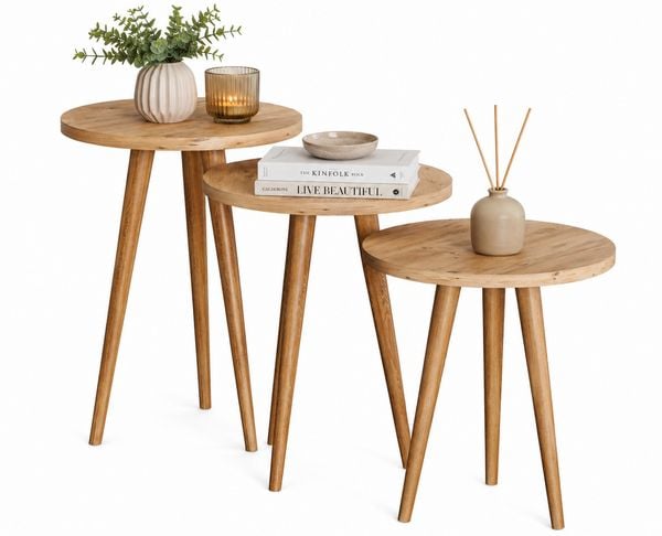Produktbild: 3-tlg. Beistelltisch Set Rund Barila 52/47/42 cm