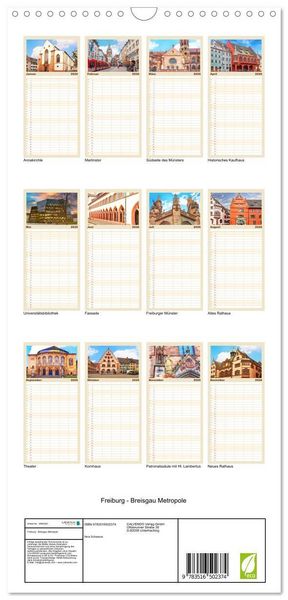Produktbild: Familienplaner 2026 - Freiburg - Breisgau Metropole mit 5 Spalten (Wandkalender, 21 x 45 cm) CALVENDO