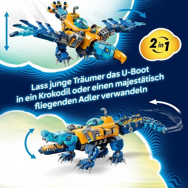 Produktbild: LEGO DREAMZzz 2in1 71512 Krokodil-U-Boot, Spielzeug mit 3 Minifiguren