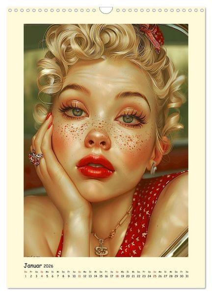 Produktbild: Pin-up-Portraits. H&uuml;bsche Girls in Comic-Vintage-Art (Wandkalender 2026 DIN A3 hoch), CALVENDO Monatskalender