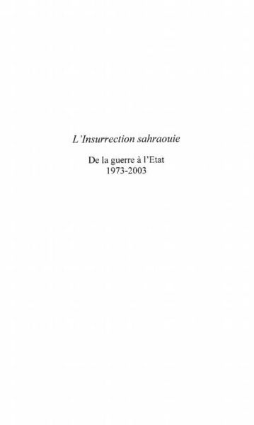 Produktbild: L'insurrection Sahraouie