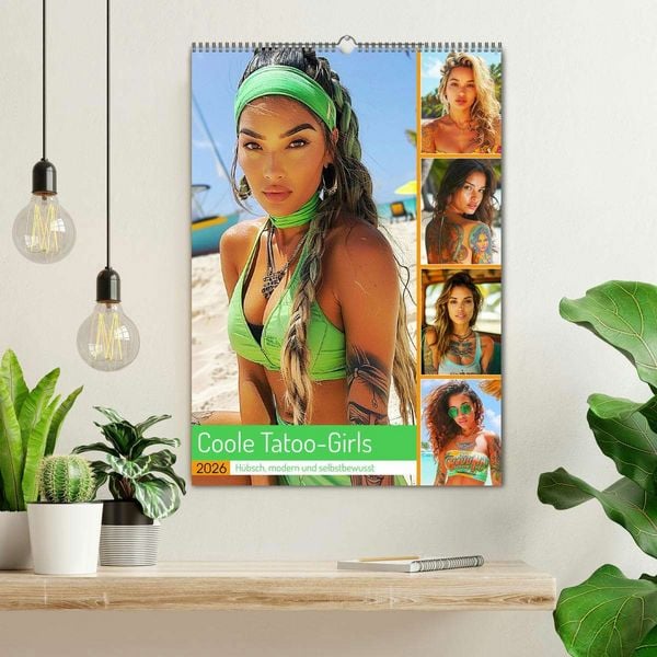 Produktbild: Coole Tatoo-Girls. H&uuml;bsch, modern und selbstbewusst (Wandkalender 2026 DIN A2 hoch), CALVENDO Monatskalender