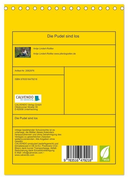 Produktbild: Die Pudel sind los (Tischkalender 2026 DIN A5 hoch), CALVENDO Monatskalender