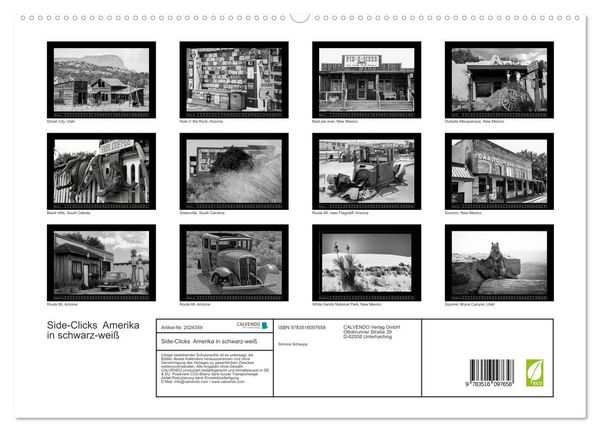 Produktbild: Side-Clicks Amerika in schwarz-wei&szlig; (hochwertiger Premium Wandkalender 2026 DIN A2 quer), Kunstdruck in Hochglanz