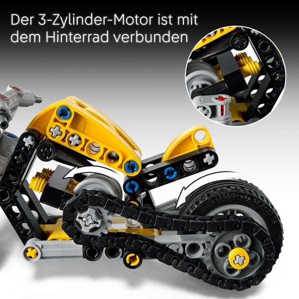 Produktbild: LEGO Technic 42225 Gelbes Motorrad, Spielzeug f&uuml;r Kinder ab 7 Jahren