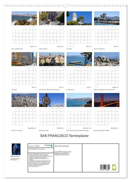 Produktbild: SAN FRANCISCO Terminplaner (Wandkalender 2026 DIN A2 hoch), CALVENDO Monatskalender