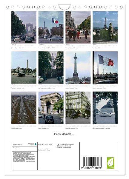 Produktbild: Paris, damals ... (Wandkalender 2026 DIN A4 hoch), CALVENDO Monatskalender