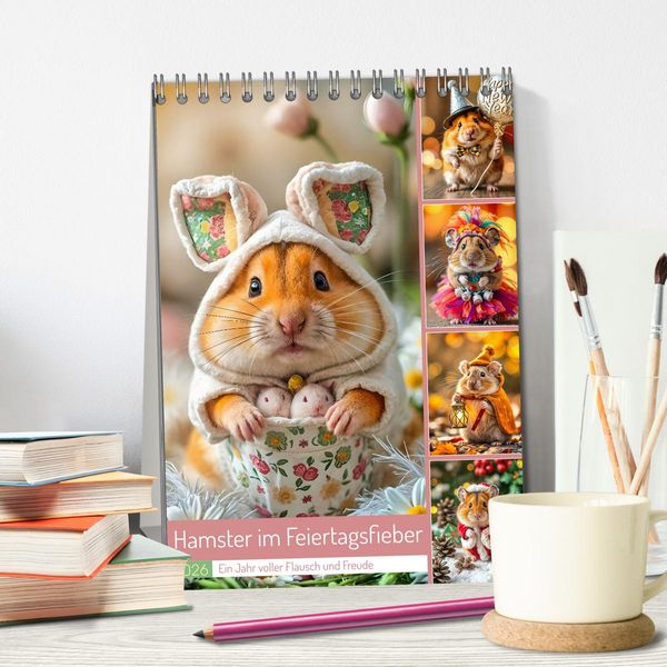 Produktbild: Hamster im Feiertagsfieber - Ein Jahr voller Flausch und Freude (Tischkalender 2026 DIN A5 hoch), CALVENDO Monatskalender
