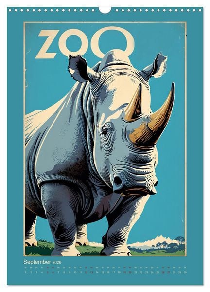 Produktbild: Zoo Vintage-Poster (Wandkalender 2026 DIN A3 hoch), CALVENDO Monatskalender