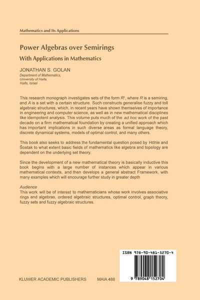 Produktbild: Power Algebras over Semirings