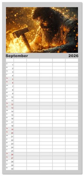 Produktbild: Familienplaner 2026 - G&ouml;tterfunken mit 5 Spalten (Wandkalender, 21 x 45 cm) CALVENDO