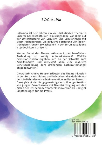 Produktbild: Inklusion in der beruflichen Ausbildung. Ma&szlig;nahmen der UN-Behindertenrechtskonvention zur F&ouml;rderung einer inklusiven Berufsausbildung