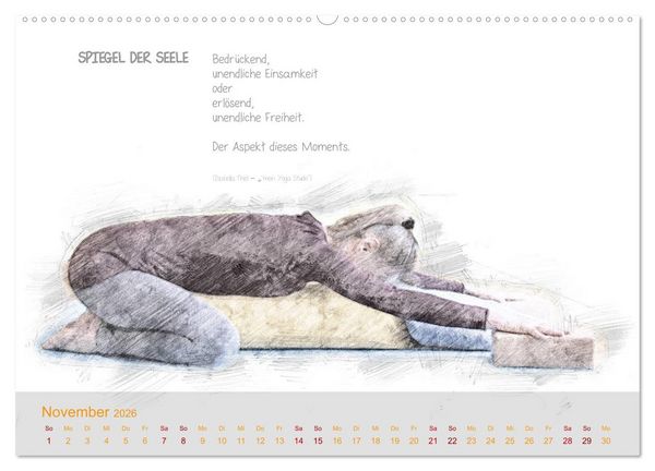 Produktbild: YOGA Inspirationen mit Texten zum Nachdenken (Wandkalender 2026 DIN A2 quer), CALVENDO Monatskalender