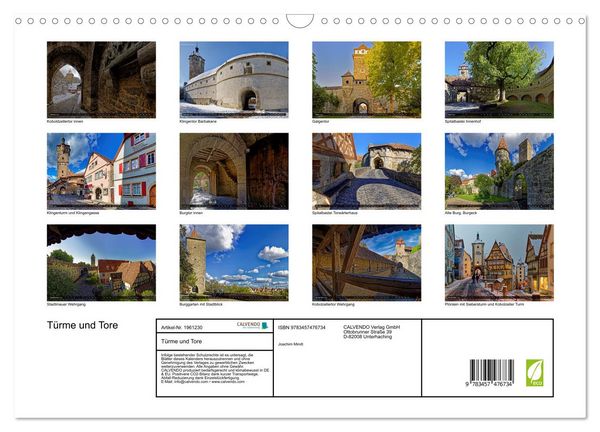 Produktbild: T&uuml;rme und Tore (Wandkalender 2026 DIN A3 quer), CALVENDO Monatskalender