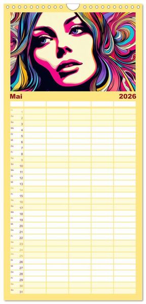 Produktbild: Familienplaner 2026 - Psychodelic Art mit 5 Spalten (Wandkalender, 21 x 45 cm) CALVENDO