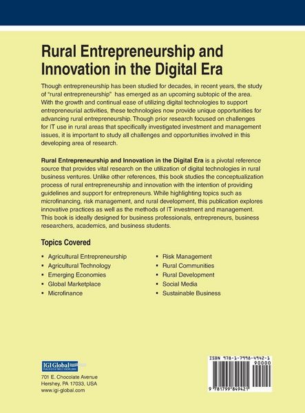 Produktbild: Rural Entrepreneurship and Innovation in the Digital Era