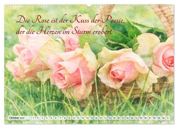 Produktbild: Rosentr&auml;ume im Aquarellstil (Wandkalender 2027 DIN A2 quer), CALVENDO Monatskalender