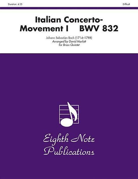 Produktbild: Bach, J: Italian Concerto, Bwv 832 (Movement I)