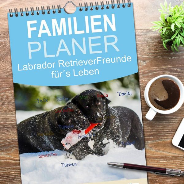 Produktbild: Familienplaner 2026 - Labrador Retriever - Freunde f&uuml;r&acute;s Leben mit 5 Spalten (Wandkalender, 21 x 45 cm) CALVENDO