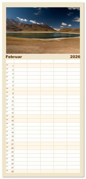 Produktbild: Familienplaner 2026 - Die Farben der Anden - Argentinien und Chile mit 5 Spalten (Wandkalender, 21 x 45 cm) CALVENDO