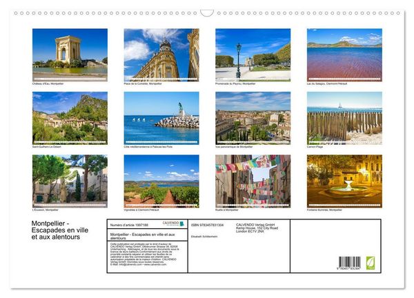 Produktbild: Montpellier - Escapades en ville et aux alentours (Calendrier mural 2026 DIN A2 vertical), CALVENDO calendrier mensuel