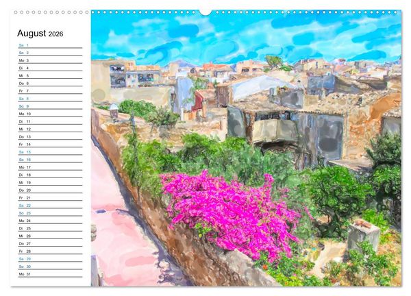 Produktbild: Mallorca - Impressionen in Aquarellfarben (hochwertiger Premium Wandkalender 2026 DIN A2 quer), Kunstdruck in Hochglanz