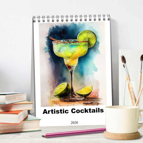 Produktbild: Artistic cocktails (Desk Calendar 2026 DIN A5 portrait), CALVENDO 12 Month DeskCalendar