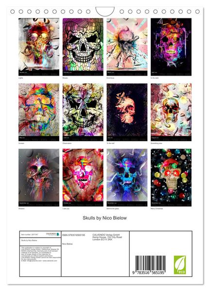 Produktbild: Skulls by Nico Bielow (Wall Calendar 2026 DIN A4 portrait), CALVENDO 12 Month Wall Calendar