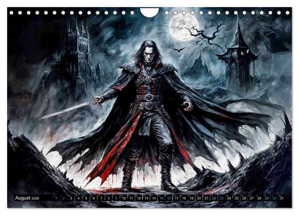 Produktbild: Finsternis der Vampire - Mystischer d&uuml;sterer Fantasy Kalender (Wandkalender 2026 DIN A4 quer), CALVENDO Monatskalender