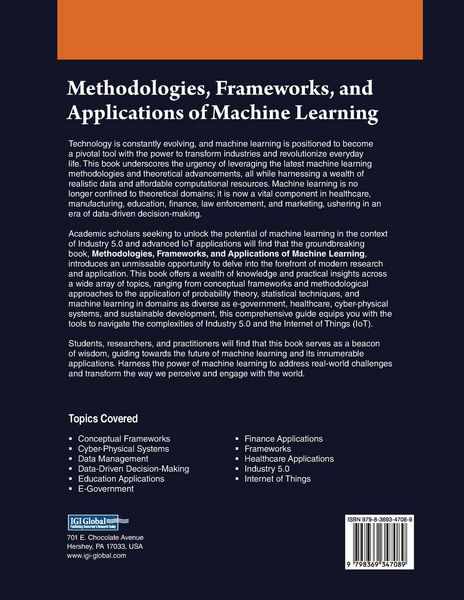Produktbild: Methodologies, Frameworks, and Applications of Machine Learning
