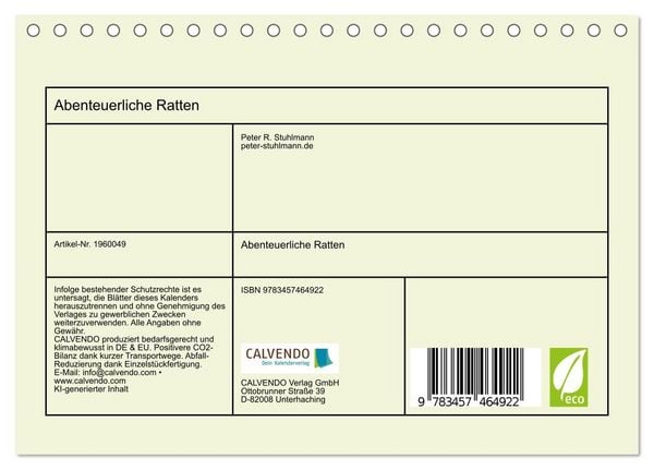 Produktbild: Abenteuerliche Ratten (Tischkalender 2026 DIN A5 quer), CALVENDO Monatskalender