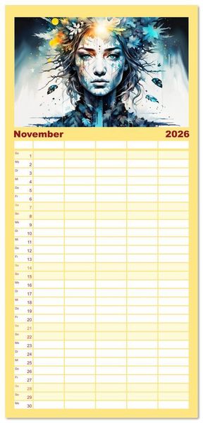 Produktbild: Familienplaner 2026 - Wilde Ladys mit 5 Spalten (Wandkalender, 21 x 45 cm) CALVENDO