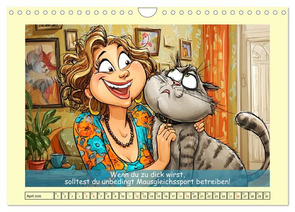 Produktbild: Katzen und Frauen. Lustige Cartoons vom t&auml;glichen Chaos (Wandkalender 2026 DIN A4 quer), CALVENDO Monatskalender
