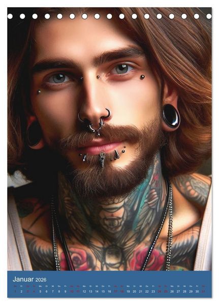 Produktbild: Tattoo und Piercing Men (Tischkalender 2026 DIN A5 hoch), CALVENDO Monatskalender