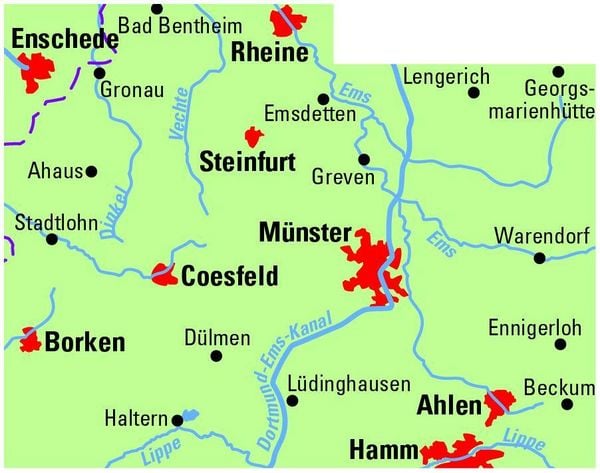Produktbild: BVA ADFC Regionalkarte M&uuml;nsterland, mit Knotenpunkten 1:75.000