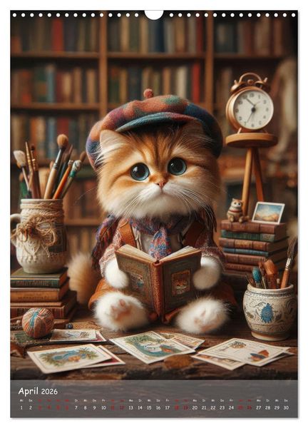 Produktbild: Katzen im Boho-Look - Ein Jahr voller Vielfalt und Charme mit niedlichen Samtpfoten (Wandkalender 2026 DIN A3 hoch), CALVENDO Monatskalender
