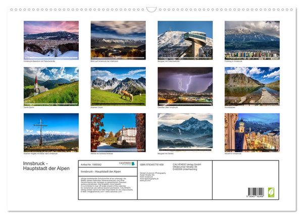Produktbild: Innsbruck - Hauptstadt der Alpen (Wandkalender 2026 DIN A2 quer), CALVENDO Monatskalender