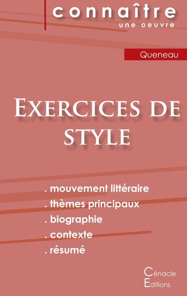 Produktbild: Fiche de lecture Exercices de style de Raymond Queneau (Analyse litt&eacute;raire de r&eacute;f&eacute;rence et r&eacute;sum&eacute; complet)