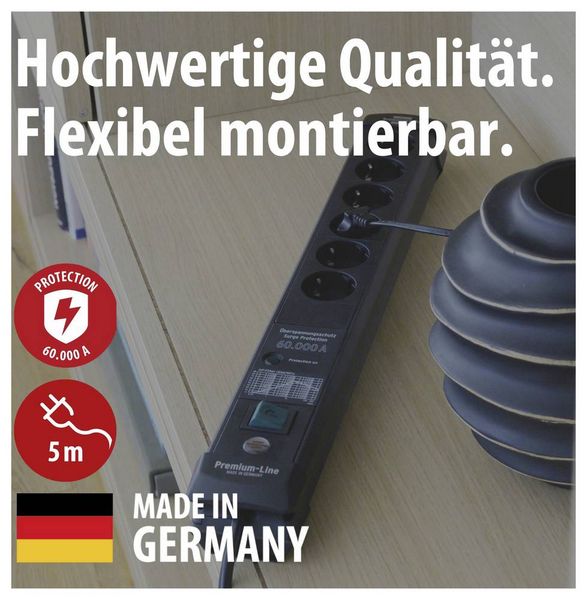 Produktbild: Brennenstuhl 1951160402 &Uuml;berspannungsschutz-Steckdosenleiste Schwarz Schutzkontakt 1St.
