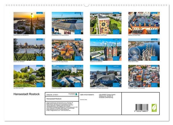 Produktbild: Hansestadt Rostock (hochwertiger Premium Wandkalender 2026 DIN A2 quer), Kunstdruck in Hochglanz