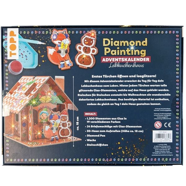 Produktbild: Diamond Painting Adventskalender Lebkuchenhaus. Mit Material und Werkzeug