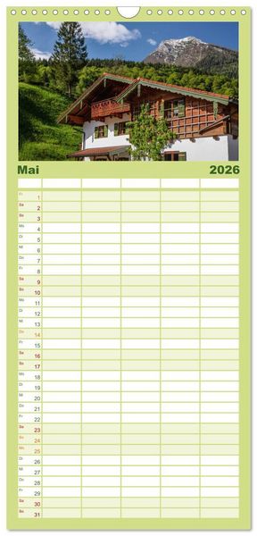 Produktbild: Familienplaner 2026 - Berchtesgadener Alpen - Land von Watzmann und K&ouml;nigssee mit 5 Spalten (Wandkalender, 21 x 45 cm) CALVENDO